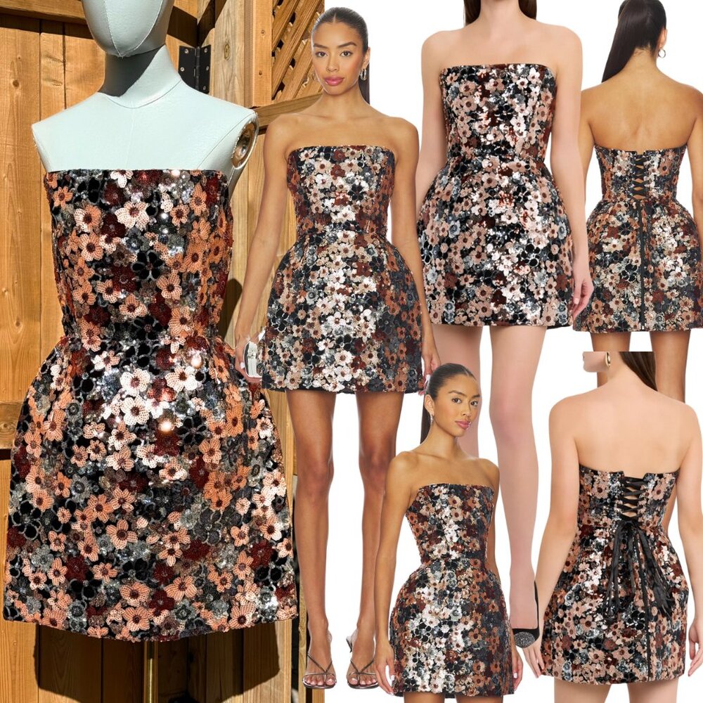 🆕 BRONX & BANCO 🧿 NWOT Maraya Floral Sequin Mini Dress, Pink Multi, Sz L US 8